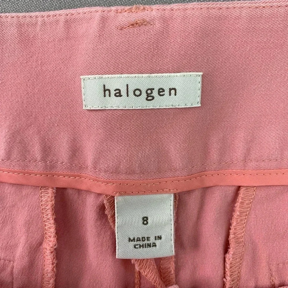 Halogen Cropped Straight Leg Trouser Pants Women Size 8 Pink Peach Fold Cuff Hem - Picture 12 of 13